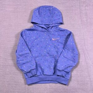 Nike‎ Toddler Kids Blue Sportswear Swooshfetti Logo Print Club Hoodie Size M